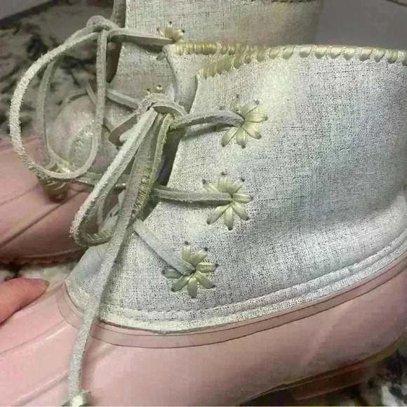 Jack Rogers Chloe Blush Metallic Rain Duck Boots Women's 7M NWOB Sherpa Lining - Picture 8 of 8